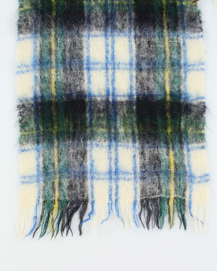 Vintage 60s Mohair & Wool Checked Large Scarf