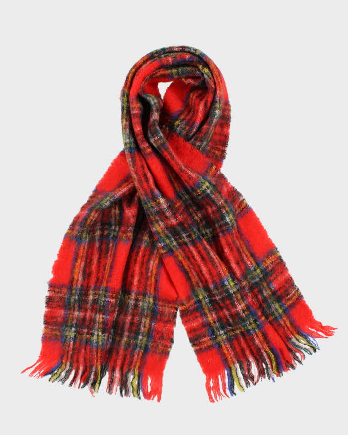 Vintage Glentana Mohair &amp; Wool Tartan Large Scarf