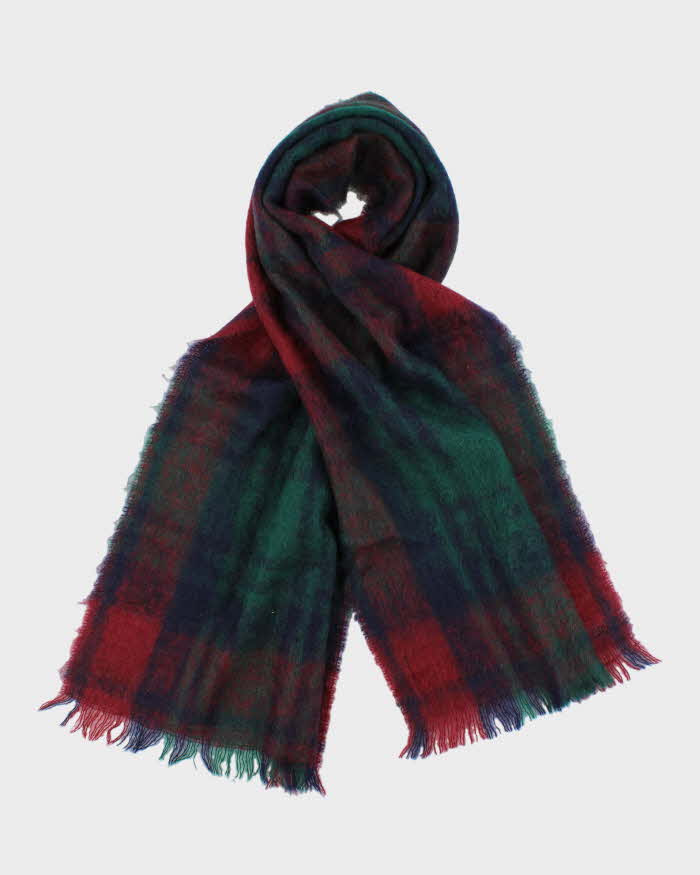 Vintage Glentana Mohair & Wool Check Large Scarf