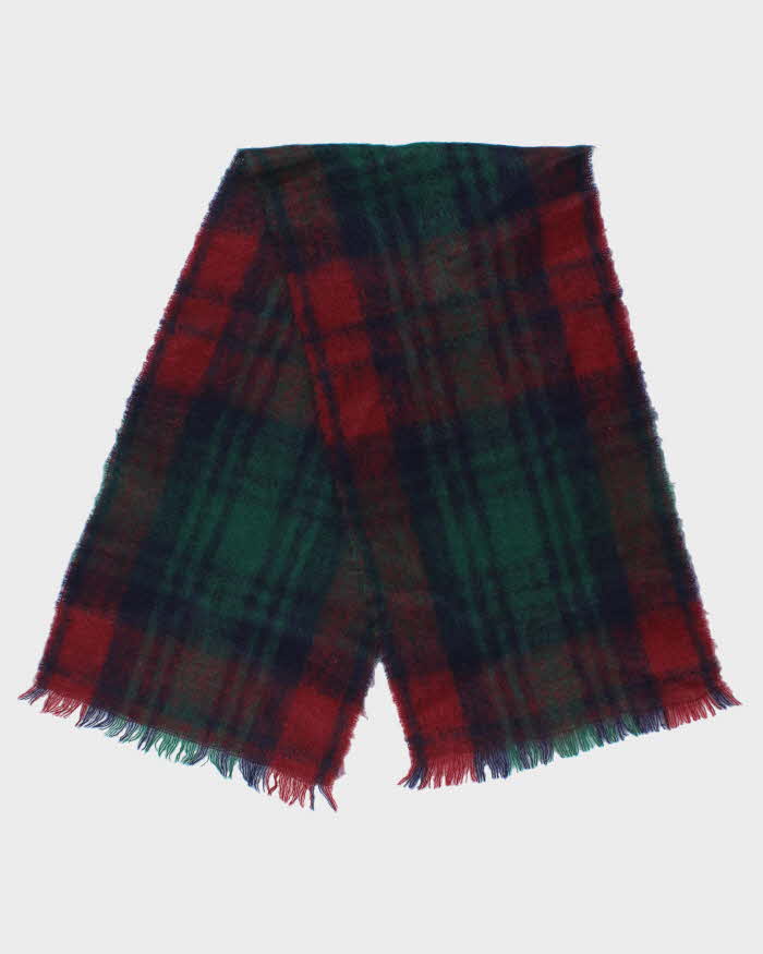 Vintage Glentana Mohair &amp; Wool Check Large Scarf