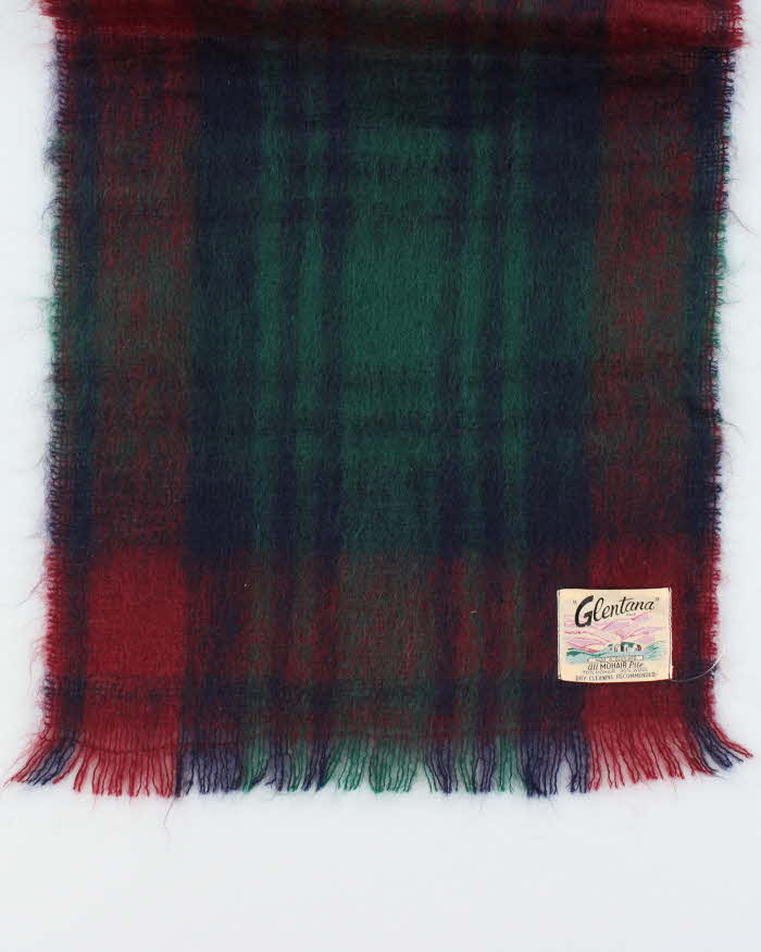 Vintage Glentana Mohair &amp; Wool Check Large Scarf