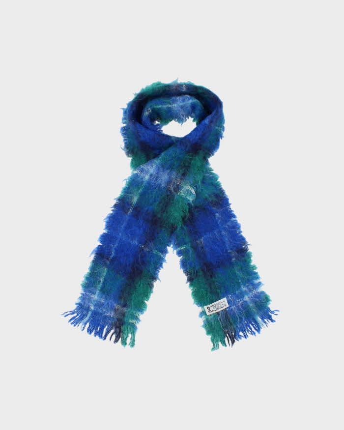 Vintage Glentana Mohair & Wool Check Scarf
