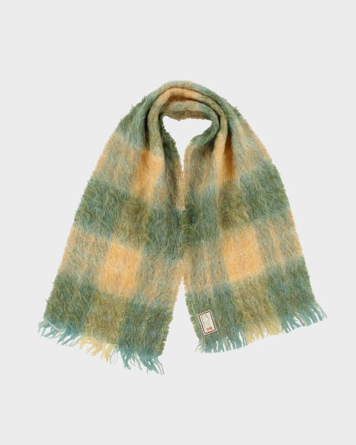 Vintage 60s Andrew Stewart Mohair & Wool Check Scarf