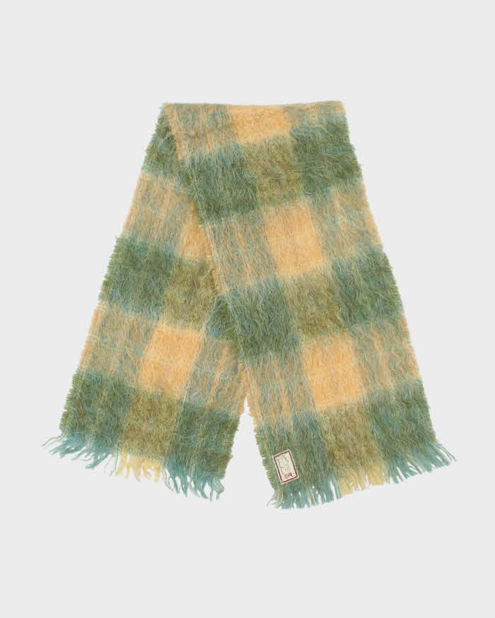 Vintage 60s Andrew Stewart Mohair & Wool Check Scarf