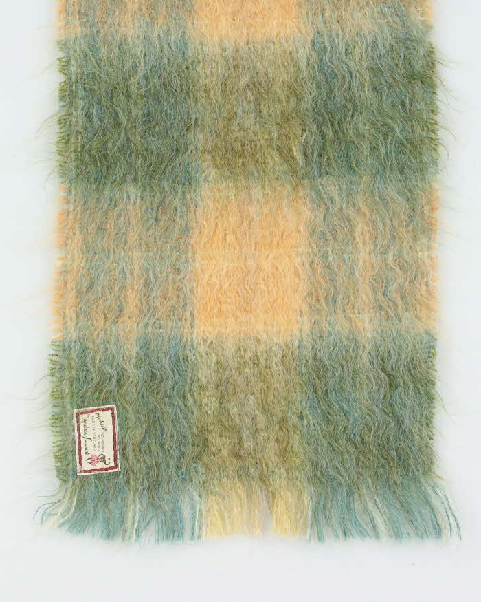 Vintage 60s Andrew Stewart Mohair & Wool Check Scarf