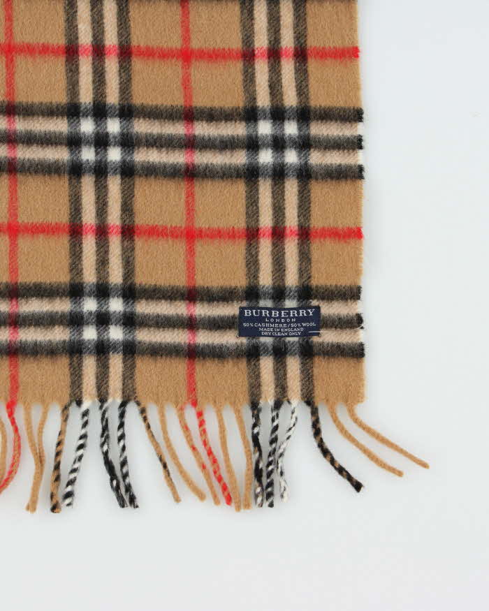 Vintage Burberry Nova Check Cashmere &amp; Wool Scarf