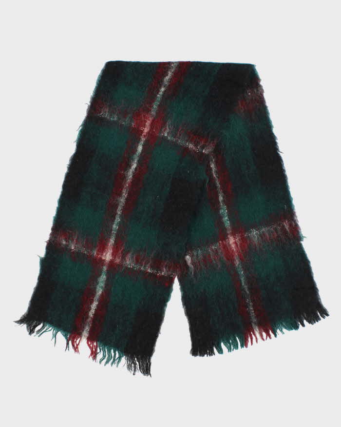 Vintage 1980s Haxap Mohair Wool Tartan Scarf