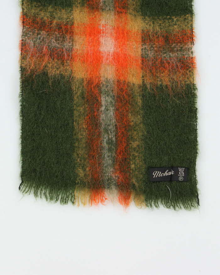 Vintage 1980s Mohair Wool Plaid Scarf