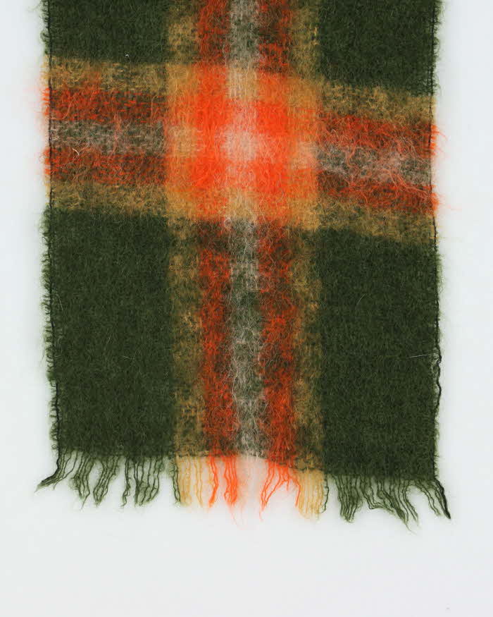 Vintage 1980s Mohair Wool Plaid Scarf