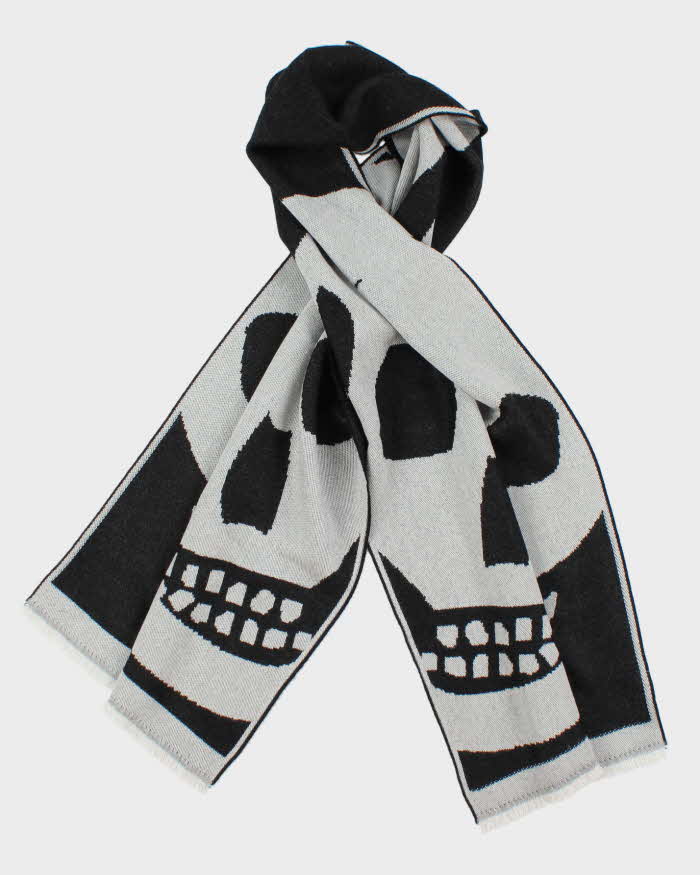 Vintage Y2K 00s Alexander Mcqueen Wool Skull Scarf