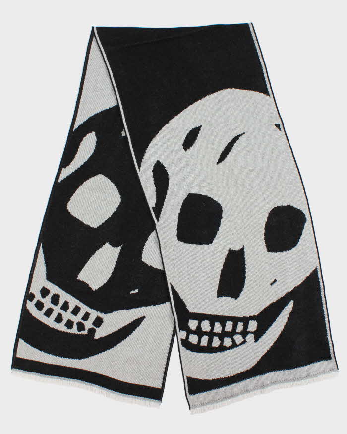 Vintage Y2K 00s Alexander Mcqueen Wool Skull Scarf