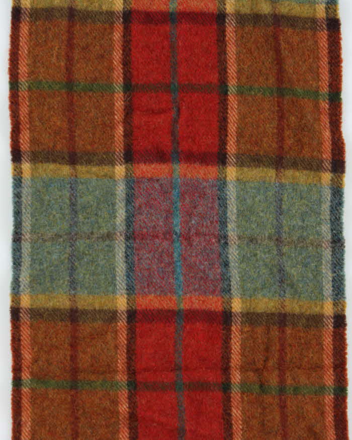 Vintage 1990s John Hanley Woven In Ireland Tartan Lambswool Scarf