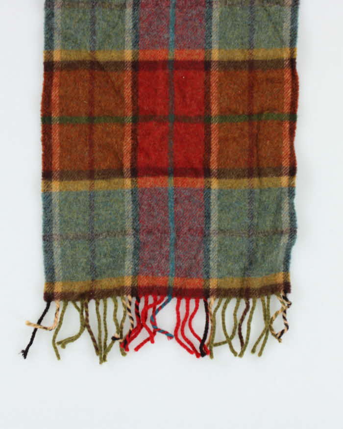 Vintage 1990s John Hanley Woven In Ireland Tartan Lambswool Scarf