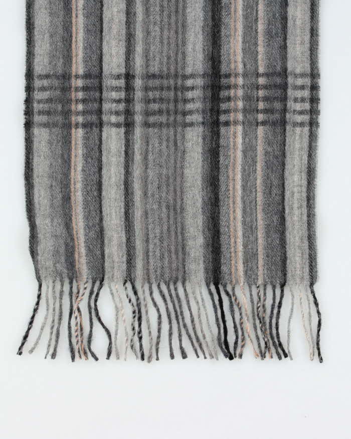 Vintage 1990s London Fog Cashmere Wool Blend Check Fringed Scarf