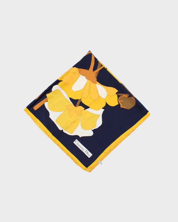 Vintage 1990s Christian Dior Hand Rolled Silk Floral Scarf