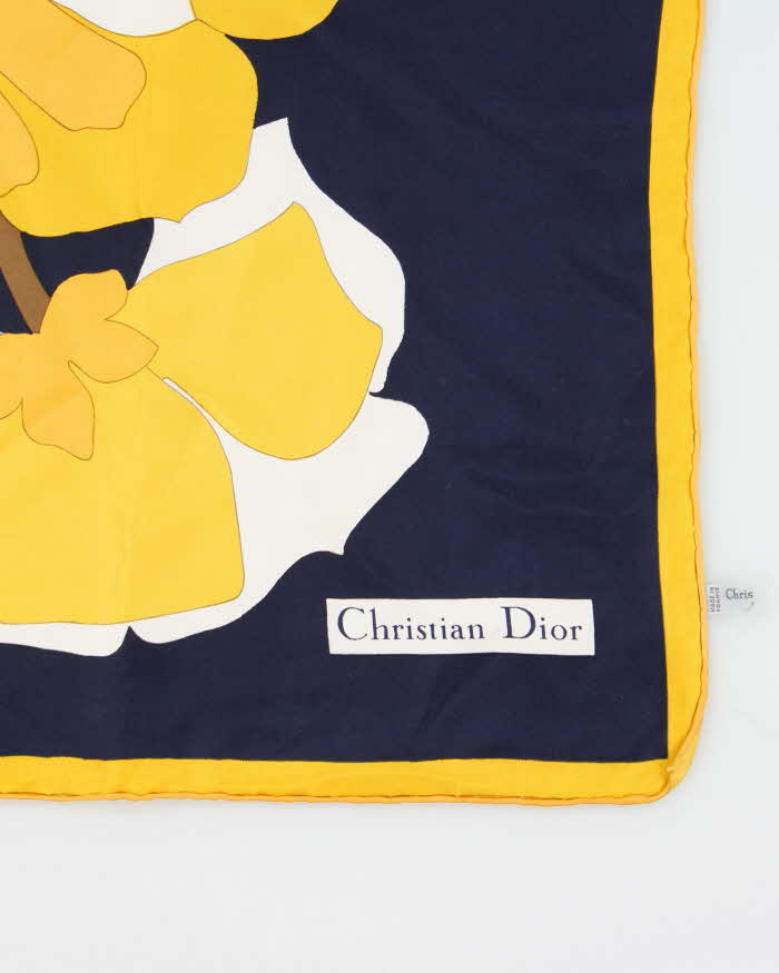 Vintage 1990s Christian Dior Hand Rolled Silk Floral Scarf