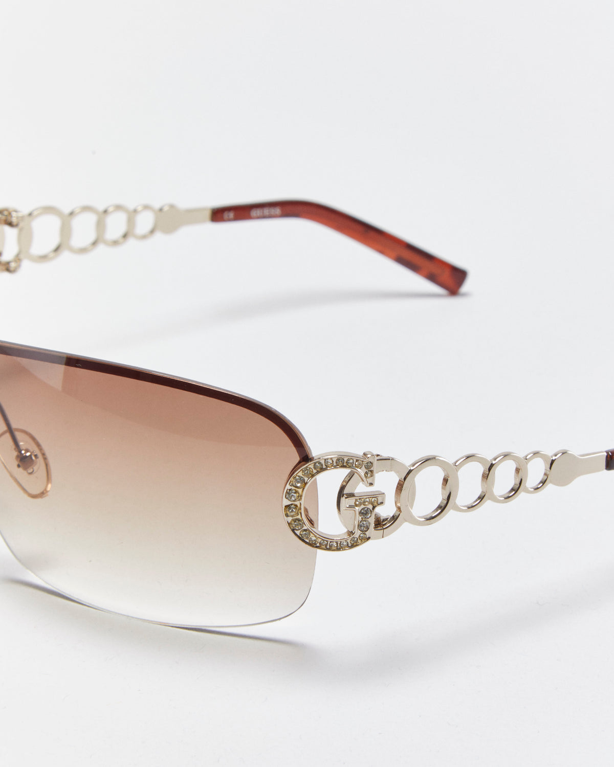 Vintage Y2K 00s Guess Rimless Rhinestone Wrap Sunglasses
