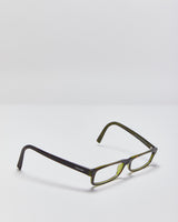 Vintage Y2K 00s Prada Tortoise Shell &amp; Green Slim Rectangle Glasses Frames