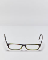 Vintage Y2K 00s Prada Tortoise Shell &amp; Green Slim Rectangle Glasses Frames