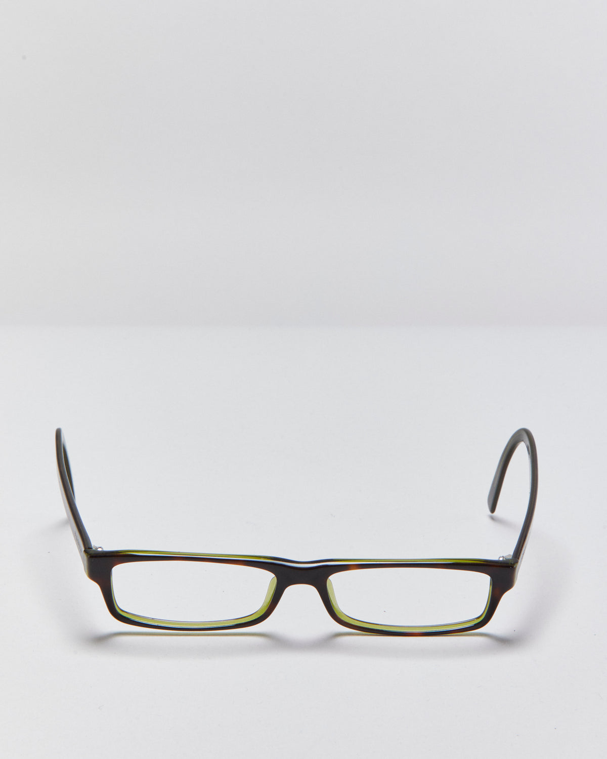 Vintage Y2K 00s Prada Tortoise Shell &amp; Green Slim Rectangle Glasses Frames