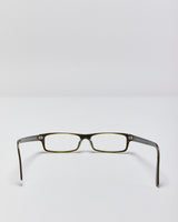 Vintage Y2K 00s Prada Tortoise Shell &amp; Green Slim Rectangle Glasses Frames