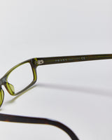 Vintage Y2K 00s Prada Tortoise Shell &amp; Green Slim Rectangle Glasses Frames
