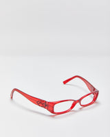 Vintage Y2K 00s Fendi Translucent Red Slim Rectangle Glasses Frames