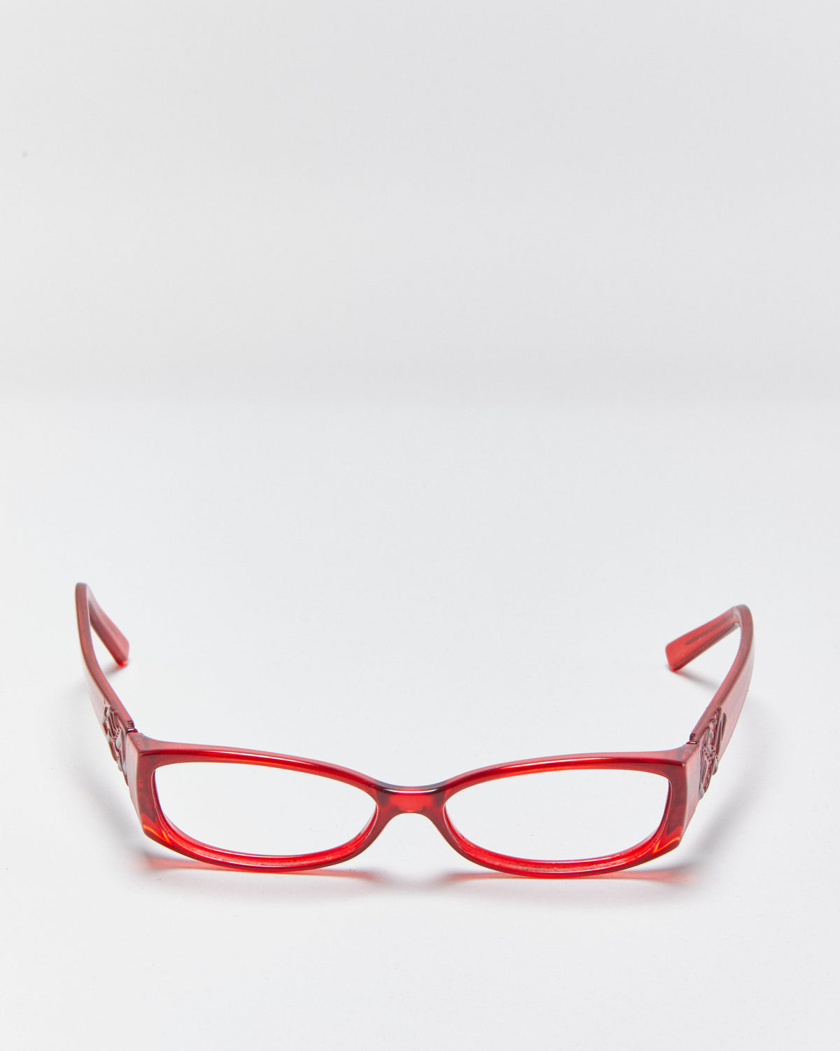 Vintage Y2K 00s Fendi Translucent Red Slim Rectangle Glasses Frames