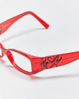 Vintage Y2K 00s Fendi Translucent Red Slim Rectangle Glasses Frames