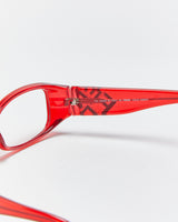 Vintage Y2K 00s Fendi Translucent Red Slim Rectangle Glasses Frames