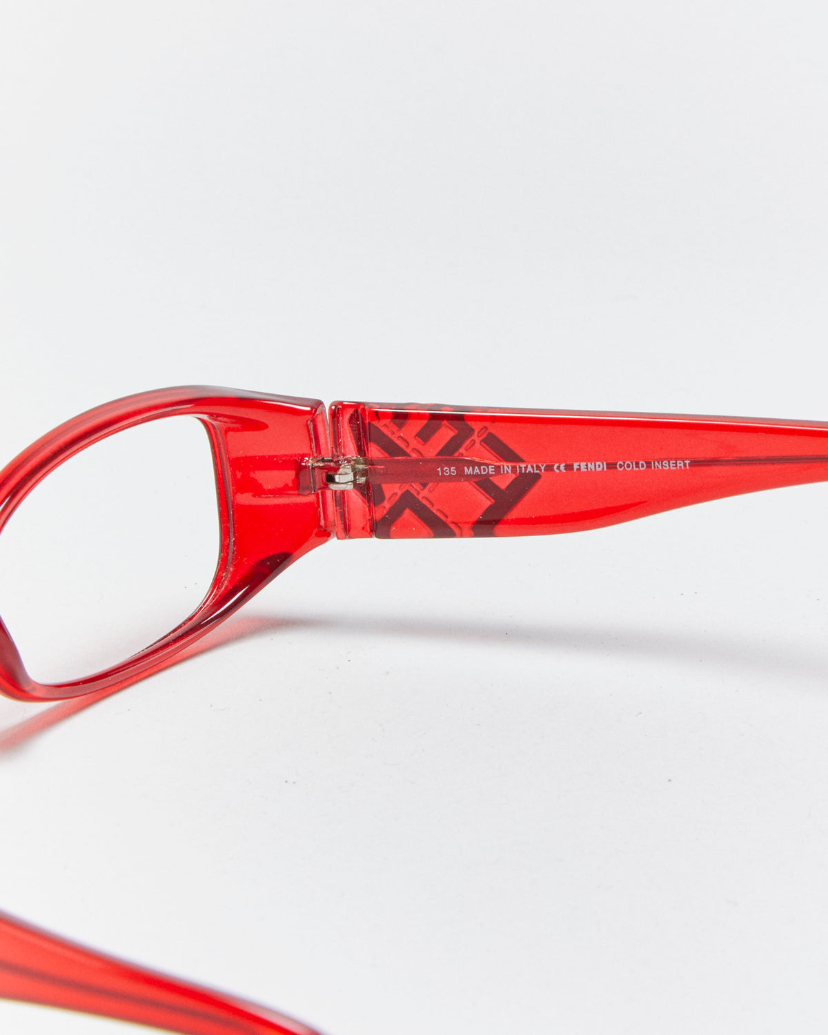 Vintage Y2K 00s Fendi Translucent Red Slim Rectangle Glasses Frames
