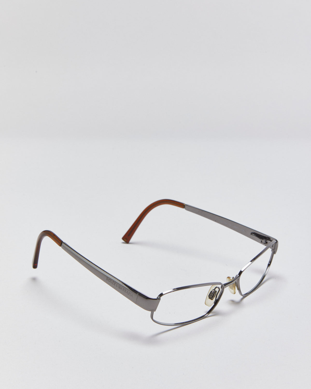 Vintage Y2K 00s Dolce &amp; Gabbana Gunmetal Cateye Slim Rectangle Glasses Frames