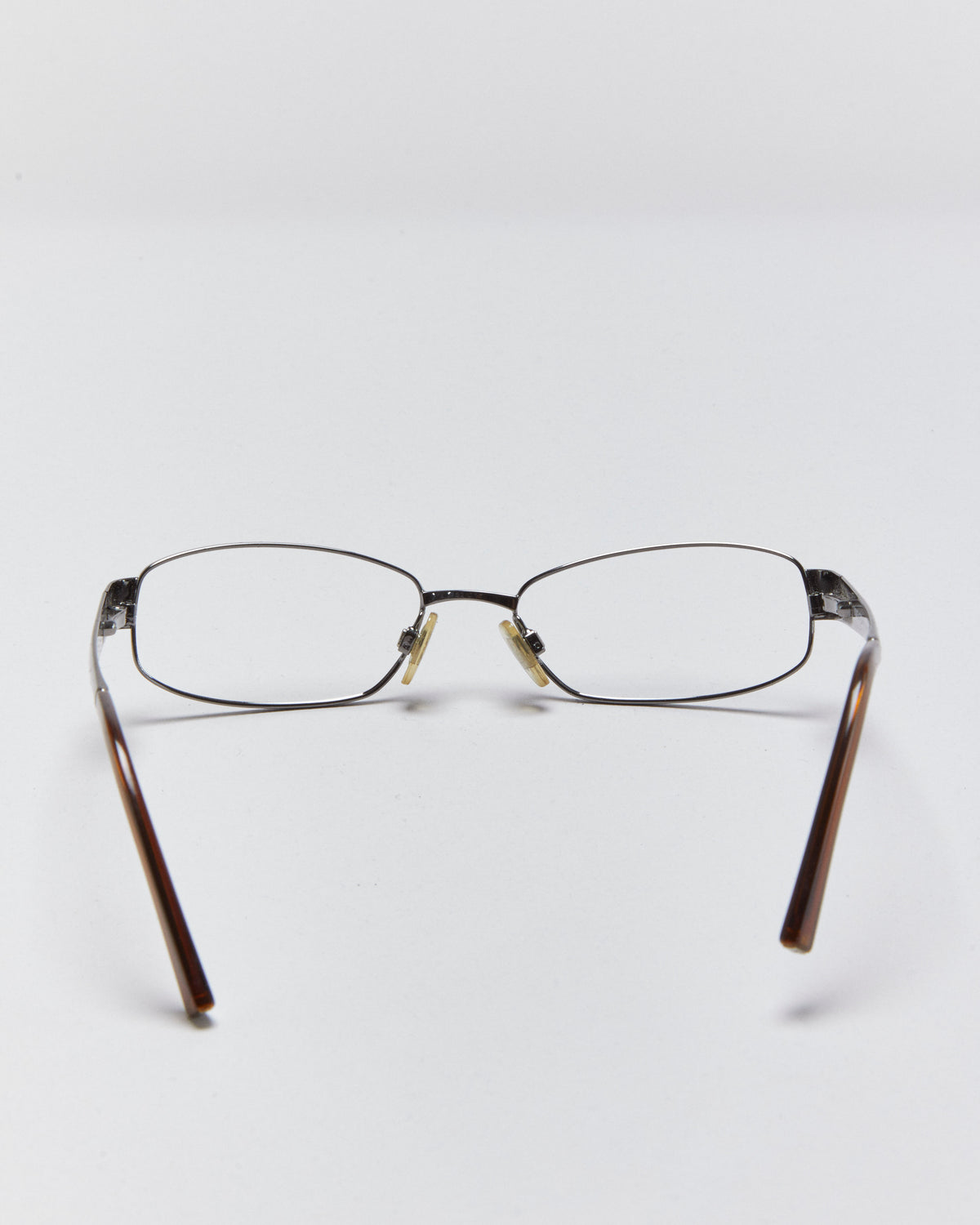 Vintage Y2K 00s Dolce &amp; Gabbana Gunmetal Cateye Slim Rectangle Glasses Frames