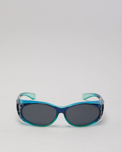 Y2K 00s Polarized by NYS Collection Blue Sunglasses Bedazzled Detail - O/S