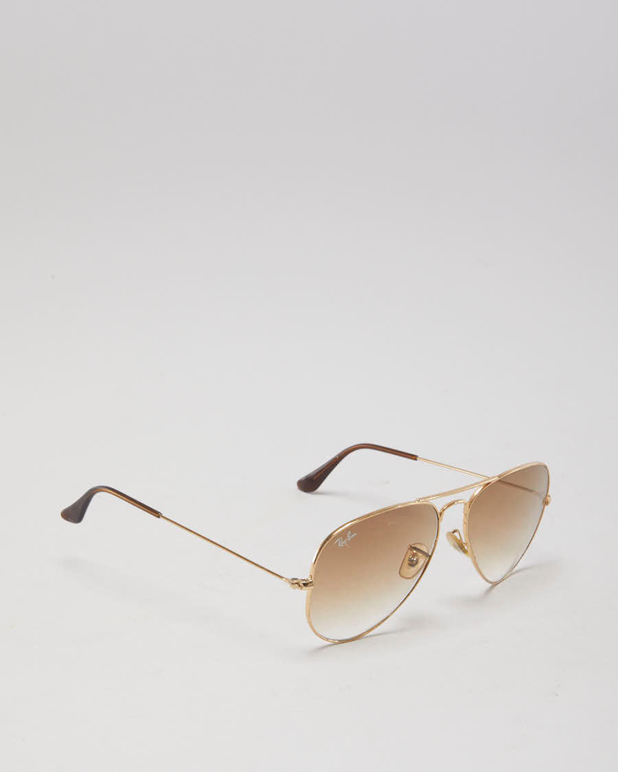 Ray Ban Gold Aviator Sunglasses - O/S
