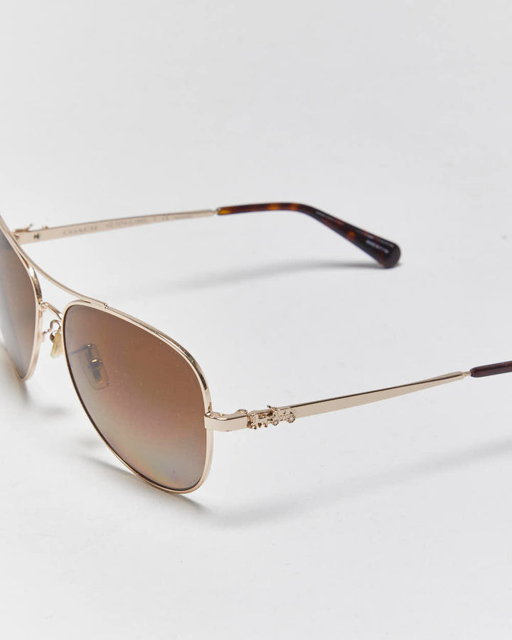 Vintage Y2k 2000s Coach Light Gold Aviator Sunglasses