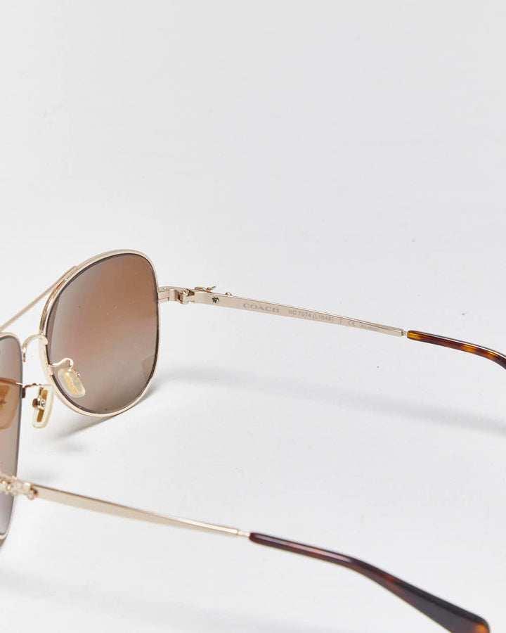 Vintage Y2k 2000s Coach Light Gold Aviator Sunglasses