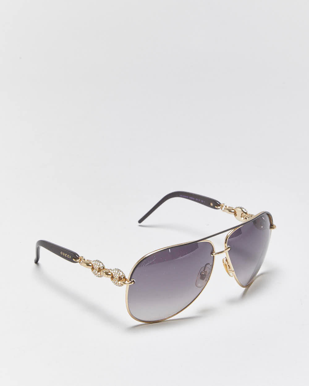 Vintage Y2k 2000s Gucci Rhinestone Chain Link Aviator Sunglasses