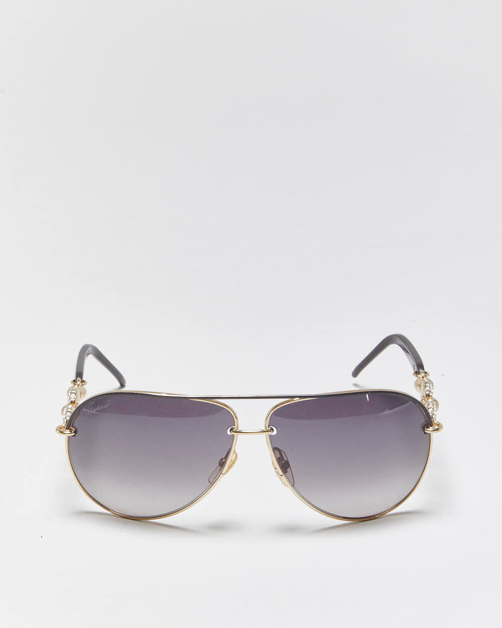 Vintage Y2k 2000s Gucci Rhinestone Chain Link Aviator Sunglasses