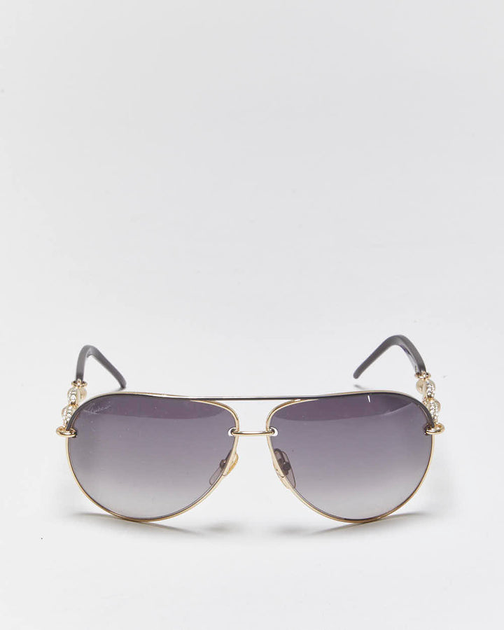 Vintage Y2k 2000s Gucci Rhinestone Chain Link Aviator Sunglasses