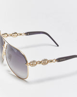 Vintage Y2k 2000s Gucci Rhinestone Chain Link Aviator Sunglasses