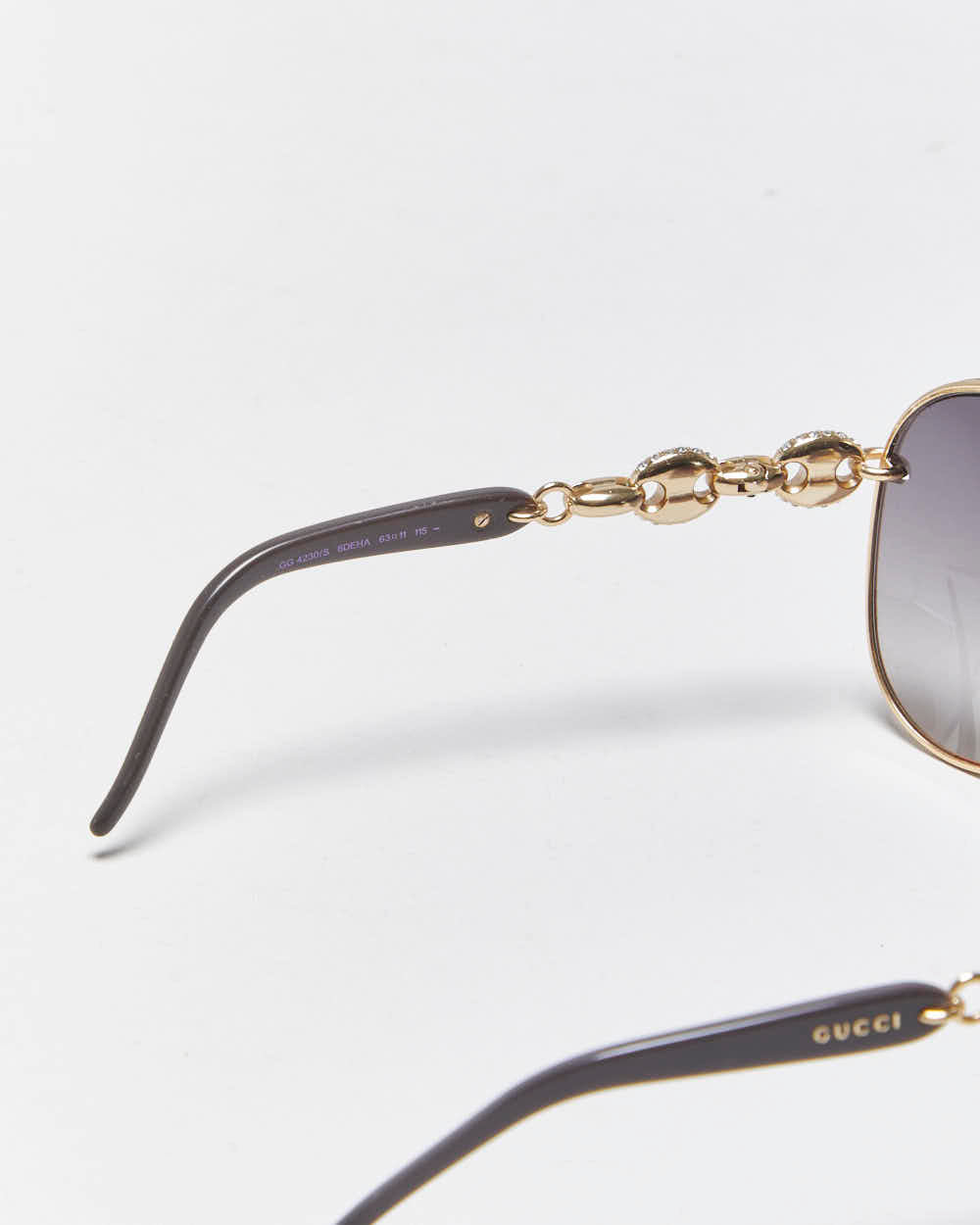 Vintage Y2k 2000s Gucci Rhinestone Chain Link Aviator Sunglasses