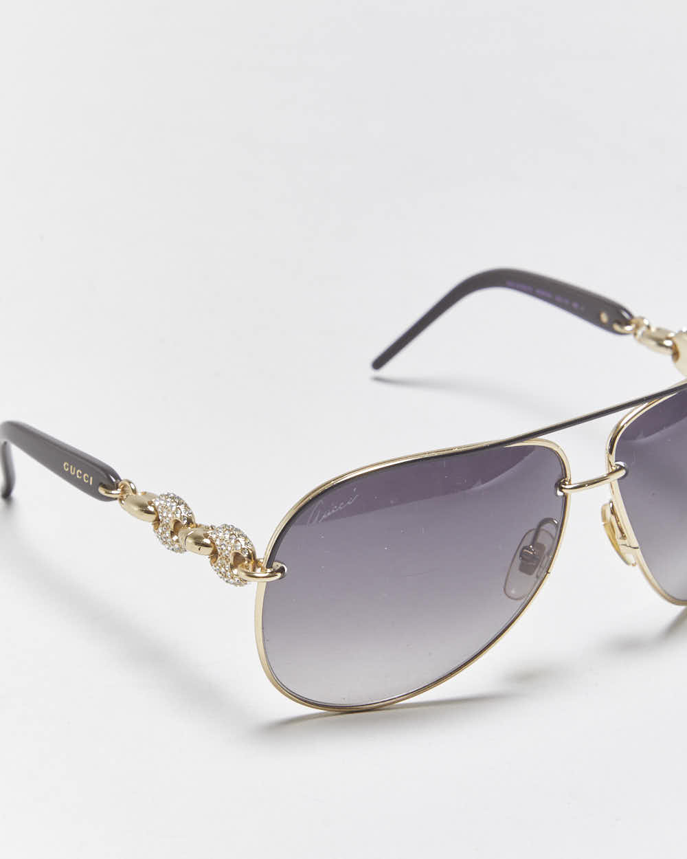 Vintage Y2k 2000s Gucci Rhinestone Chain Link Aviator Sunglasses