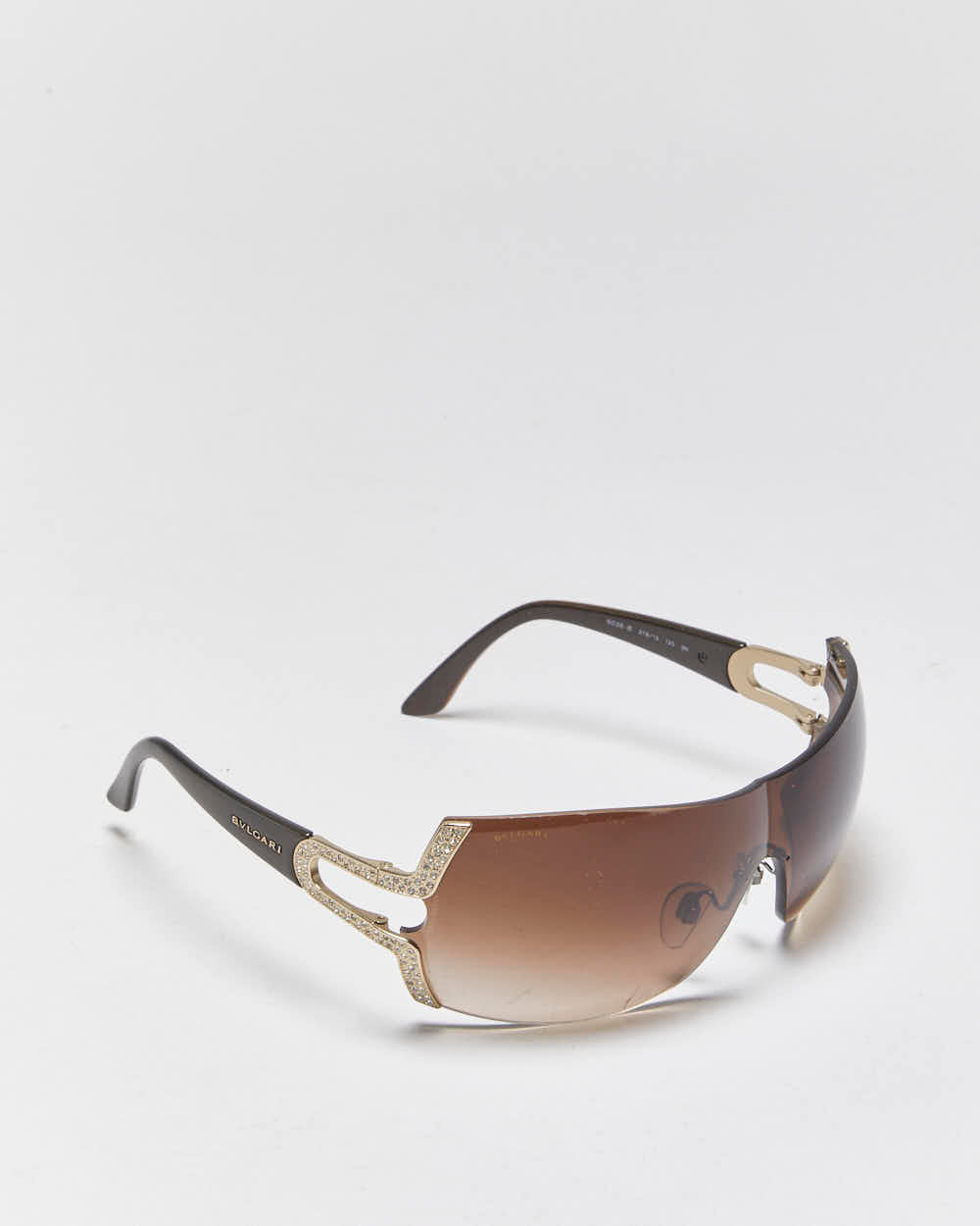Vintage Y2k 2000s BVLGARI Rimless Rhinestone Wrap Sunglasses