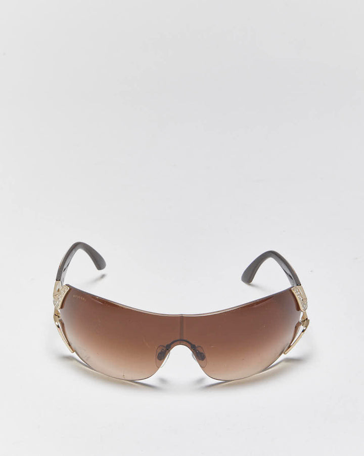 Vintage Y2k 2000s BVLGARI Rimless Rhinestone Wrap Sunglasses