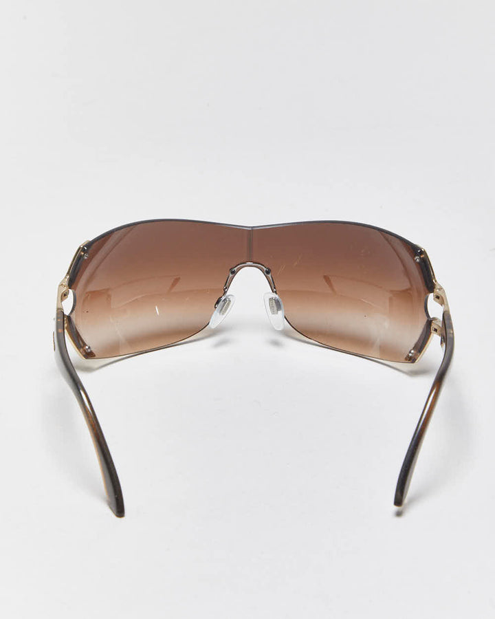 Vintage Y2k 2000s BVLGARI Rimless Rhinestone Wrap Sunglasses