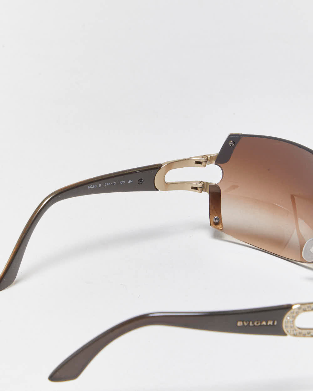 Vintage Y2k 2000s BVLGARI Rimless Rhinestone Wrap Sunglasses