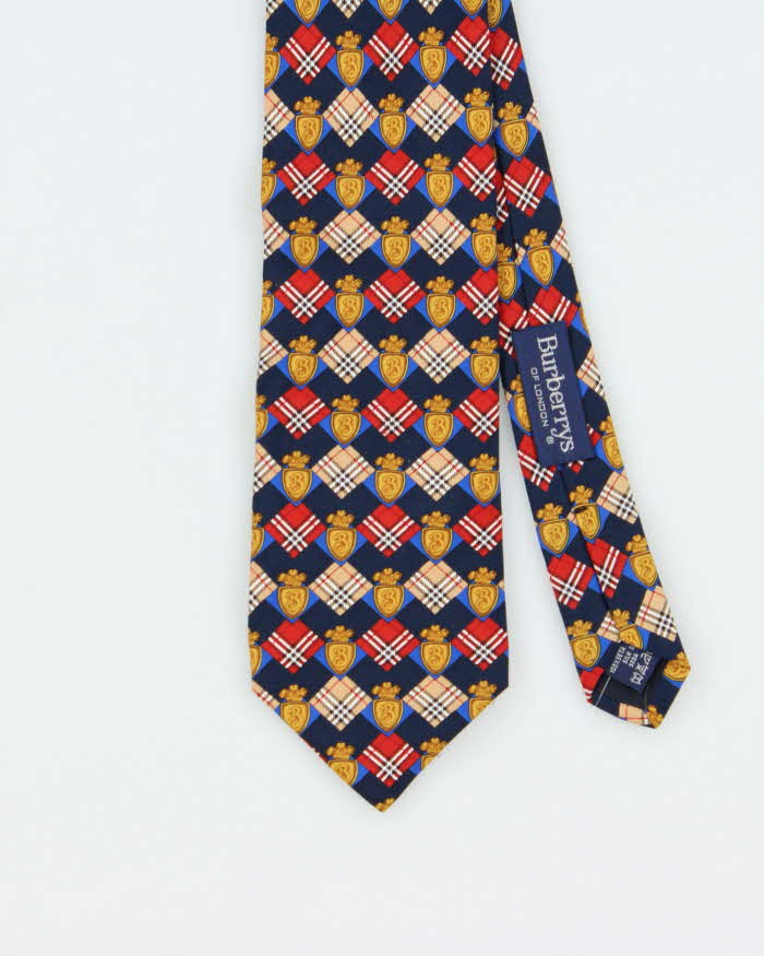 Vintage 1990s Burberry Nova Check Patterned Silk Tie
