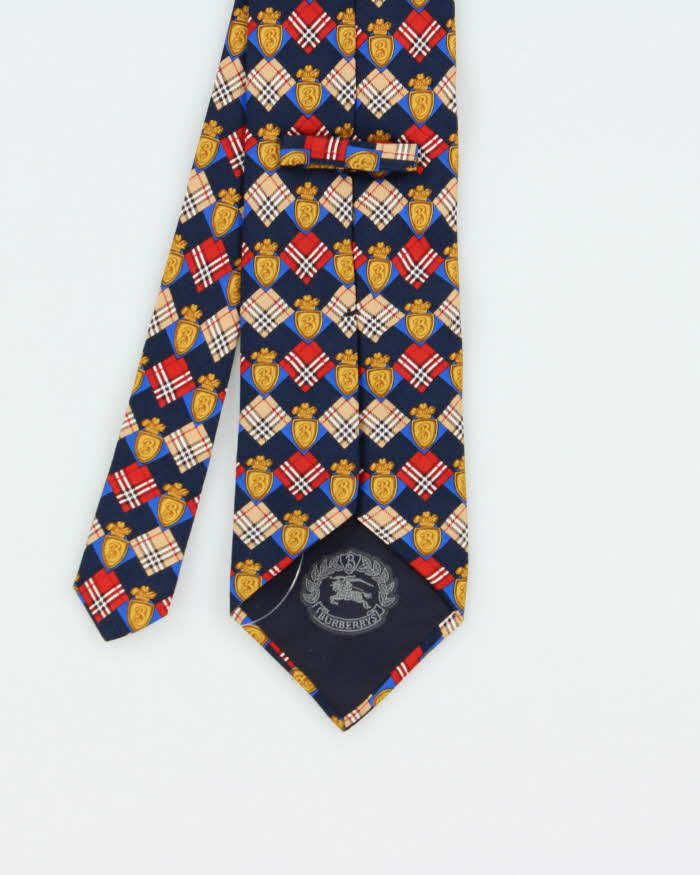 Vintage 1990s Burberry Nova Check Patterned Silk Tie