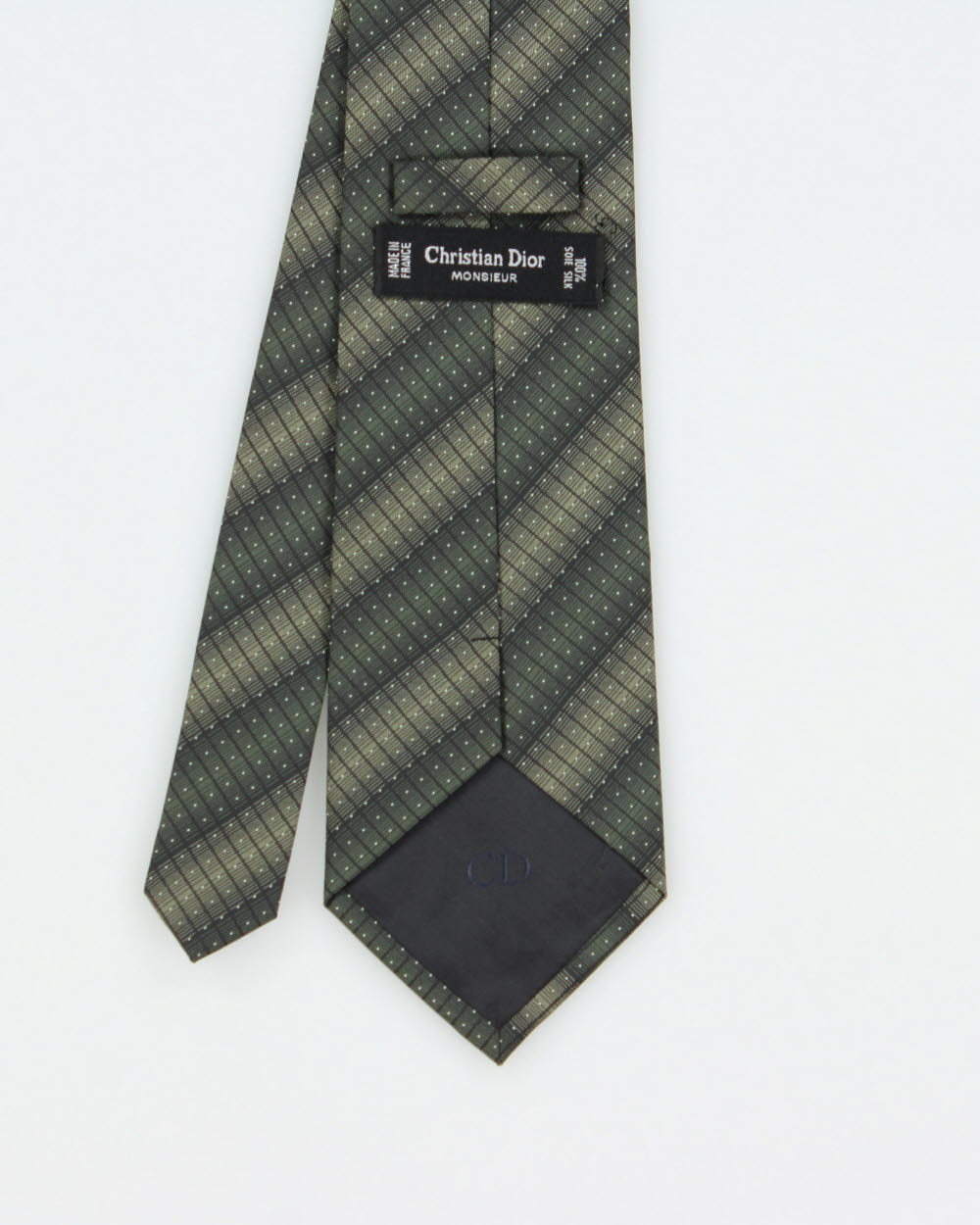 Vintage Y2K 00s Christian Dior Pattern Striped Made In France Silk Tie